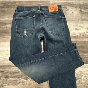 Levis 514 Red Tab Dark Wash Blue Mens 32x30 Slim Fit Straight Leg Denim Jeans